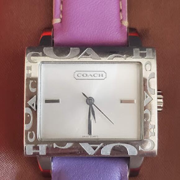 Coach Amanda Watch Multicolor Leather Strap Square Steel Case Analog IOB - Picture 7 of 11